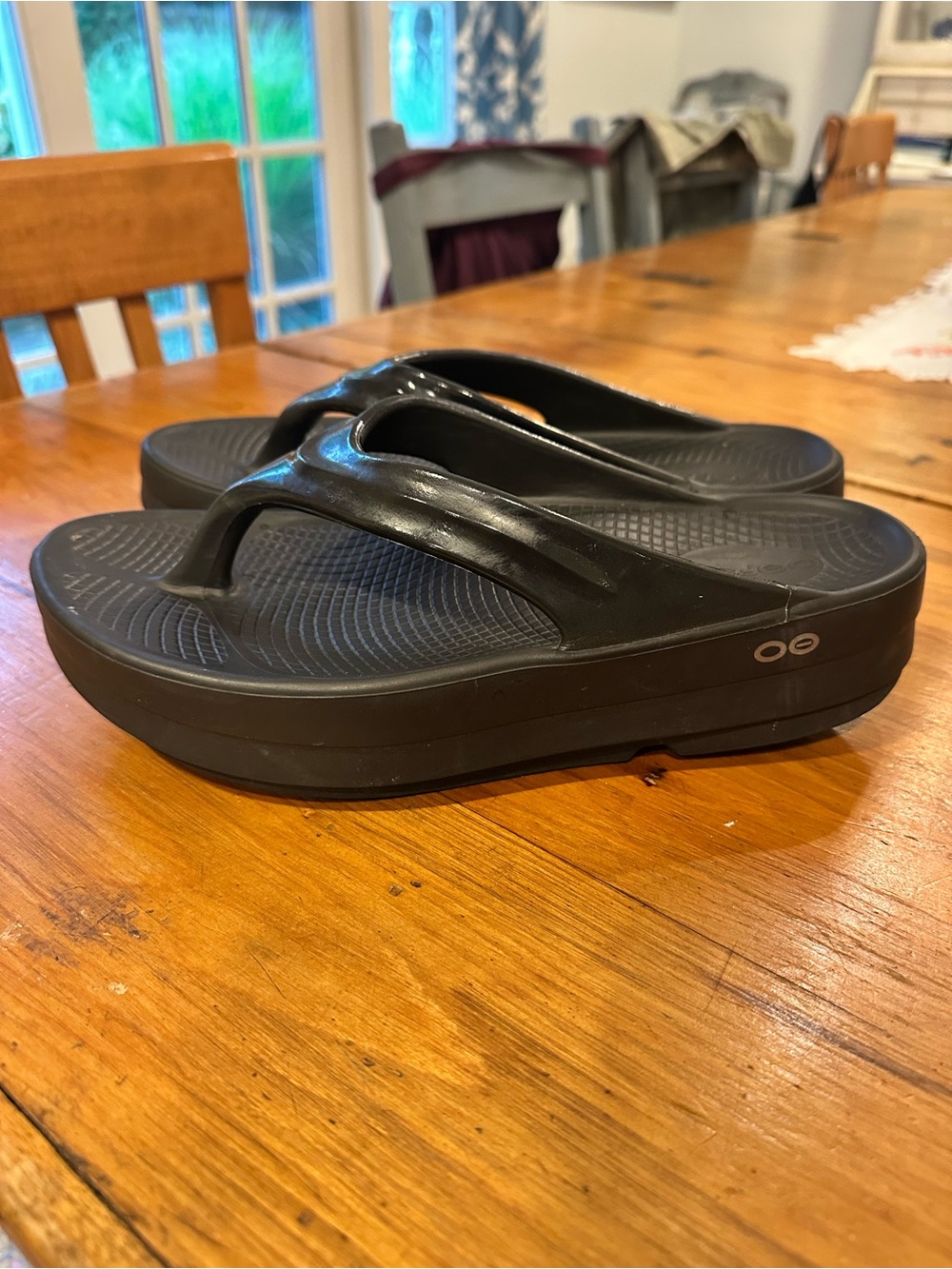 Women’s Oofos Black Platform Flip Flops - Comfortable Everyday Sandals